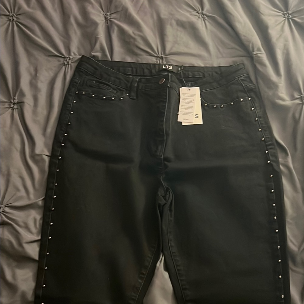Long Tall Sally Black Skinny Jeans with Studded Detail - Picture 2 of 6